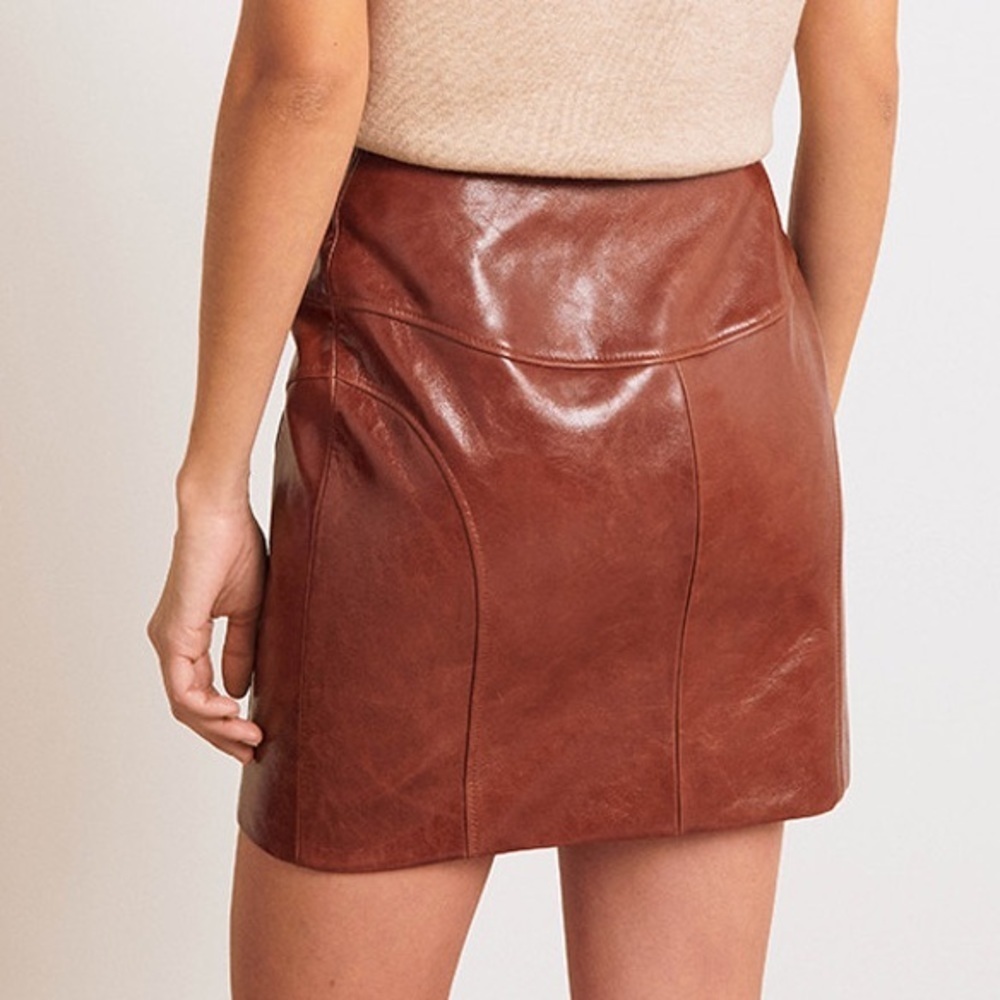 ba&sh Melba Lamb Leather Zip Up Mini Skirt - Picture 13 of 14